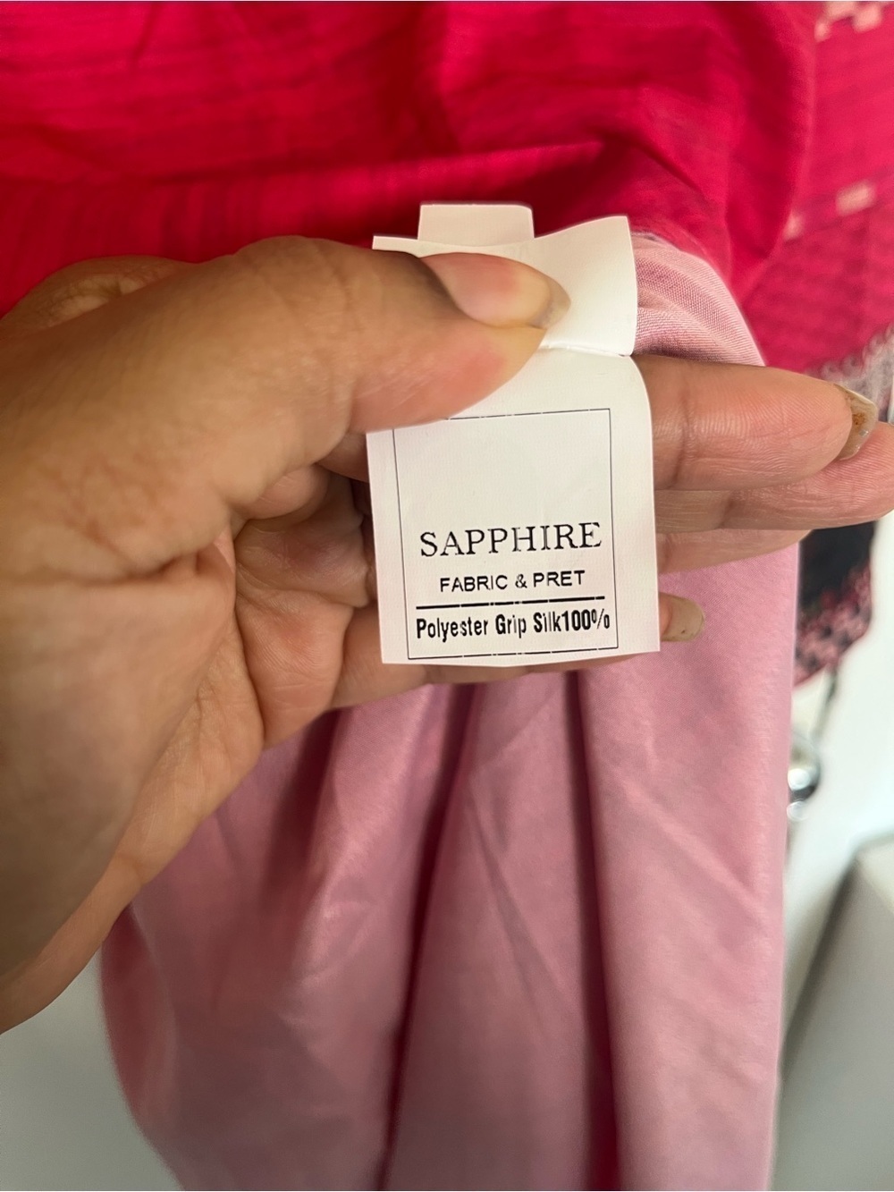 Sapphire Long Sleeve Fuchsia Printed Hem Tunic Dress - Picture 7 of 8